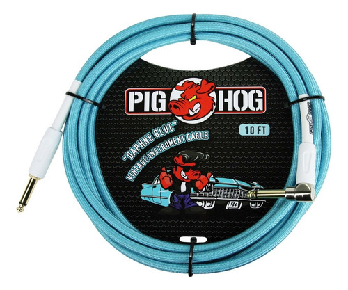 Cable Pig Hog Pch10dbr Plug Angular Para Guitarra Bajo 3 Mts