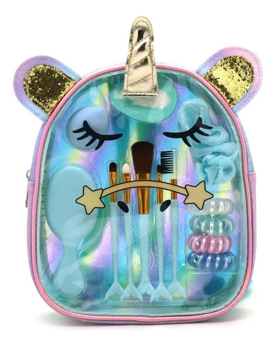 Mochila Infantil Trendy Con Set De Belleza Ar1 15979 Ellobo Color Cierre Aqua Diseño De La Tela Transparente