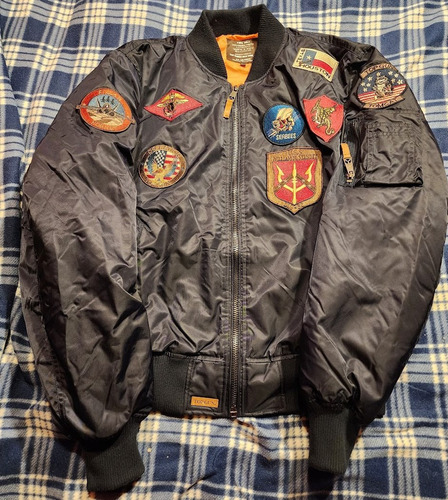 Top Gun Ma-1 Nylon Bomber Jacket C. Parches Edicion Limitada