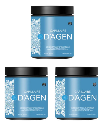 Colágeno Hidrolizado Natural Suplemento Capilar En Polvo Dagen Capillaire Naranja Durazno 180g X3