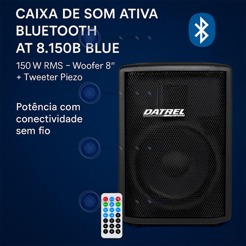 Caixa Ativa Datrel 150w 8 Bluetooth P/ Salas De Aula