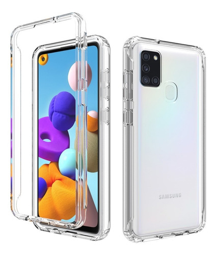 Funda 360 2 En 1 Uso Rudo Bicolor Transparente Samsung A21s