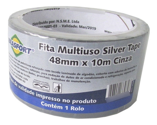 Fita Silver Tape Brasfort 48 X 10m Cinza 7548 C382345