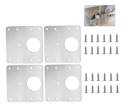 Placa de reparación de bisagra, soportes de reparación de bisagra de  gabinete, kit de placa de reparación de bisagra de puerta de armario de  cocina