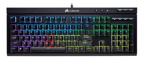 Teclado gamer Corsair K68 QWERTY inglés US color negro con luz RGB