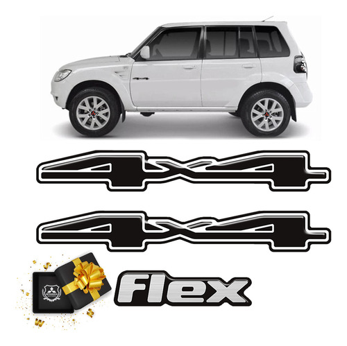 Kit Adesivo Pajero Tr4 4x4 Flex 2014/2016 Emblemas Resinados