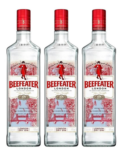 Gin Beefeater London Dry 750 Ml X 3 Unidades Pack