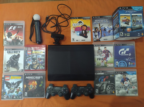 Playstation 3 Slim 250gb + 11 Juegos Físicos, Cámara Y Move