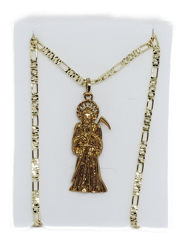 Collar De Santa Muerte De Oro Laminado Dorada Estuche St12