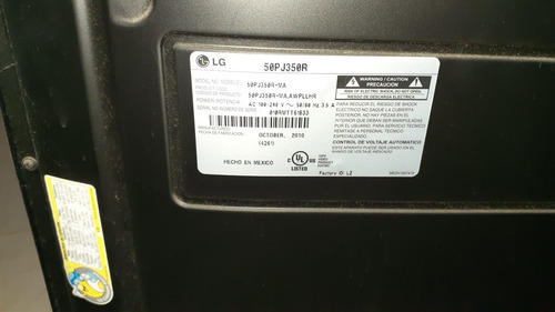 Imagen 2 de 9 de Pantalla Tv LG Plasma 50 Pulgadas Model 50pj350r