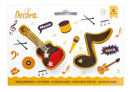 Cortador De Galleta Fondant Nota Musical Y Gitarra