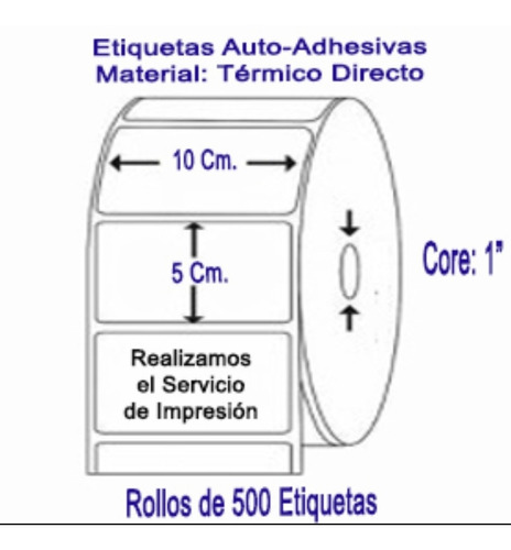 Etiquetas Térmico Directo 10 X 5 Cm. Para Impresora Zebra