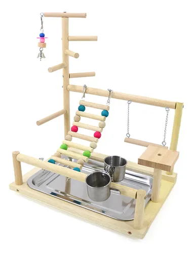 Escalera Perch Gym Playpen Con Comederos Para Agapornis