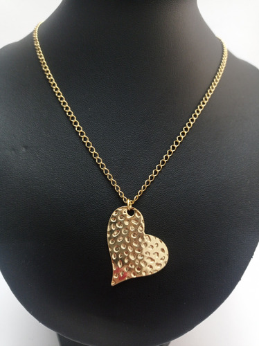 Collar Con Corazón Baño Oro Hipoalergénico Libres De Níquel 