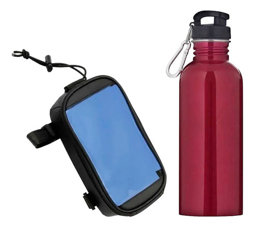 Kit Ciclista Suporte Celular+ Garrafa Inox Water To Go 750ml Cor Rosa