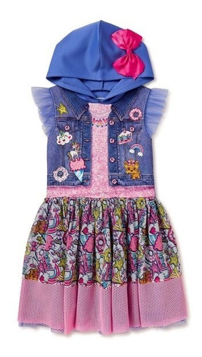 Vestido Jojo Nickelodeon Con Tutu  Capucha  Niñas 6-6x Y 7-8