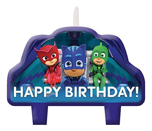 Máscaras Amscan Pj Vela De Cumpleaños, Un Tamaño, Azul, Rojo