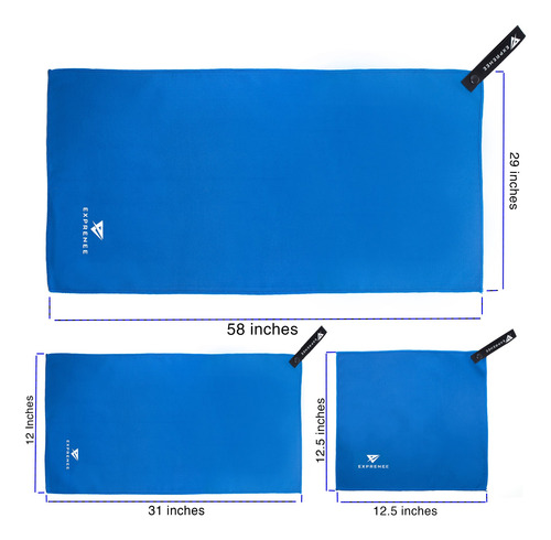 Imagen 5 de 6 de Set 3 Toalla Microfibra Natacion Viaje Pack 2 Gris Purpura