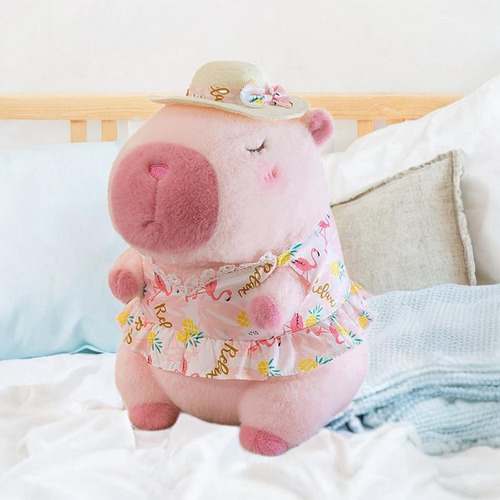 Juguete De Peluche Suave De Capibara, Coche De Rosa 23cm