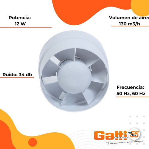 Imagen 5 de 9 de Extractor De Aire 4 100 Mm En Línea Baño/cocina Gatti Ven.