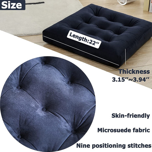 Cojines De Suelo Grandes, Almohada De Meditación Cuadr...