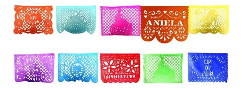 Papel Picado Xv Años Personalizado En Plastico, Paq 10 Tiras