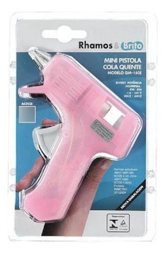 Pistola Para Cola Quente Fina Hot Melt Rhamos E Brito Cor Rosa