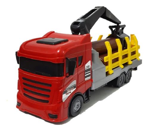 Imagem 3 de 9 de Brinquedo Caminhão Tora De Madeira Com Guindaste Articulado