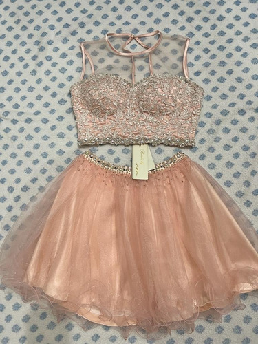 Vestido 15 Años Fiesta 3 Piezas Bordado Rosa Coral