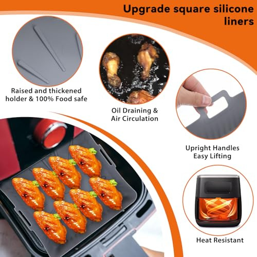 Forrado De Air Fryer De Silicona Cuadrado De 9 Pulgadas Para