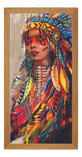 Pintura De Diamantes 5d Diy Mujer India Apache 40x80 Cm