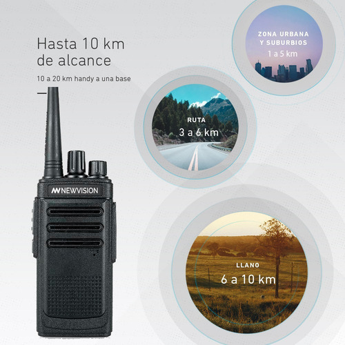 Kit X 4 Handy Radio Walkie Talkie Newvision Uhf 16 Canales