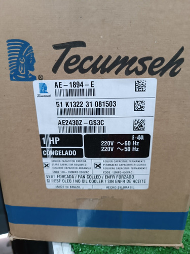 Compresor Tecumseh 1hp 220 Voltios R404 Congelación 