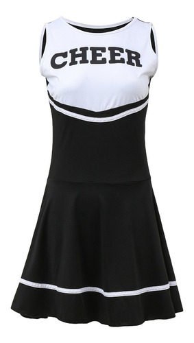 Traje de la animadora de las señoras 4 colores 5 tamaños a elegir uniforme de Musical la muchacha College High School de lujo vestido con pompones 
