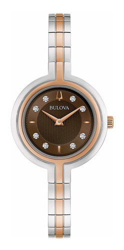 Reloj Mujer Bulova 98p194 Cuarzo Pulso Oro Rosa/plateado En 