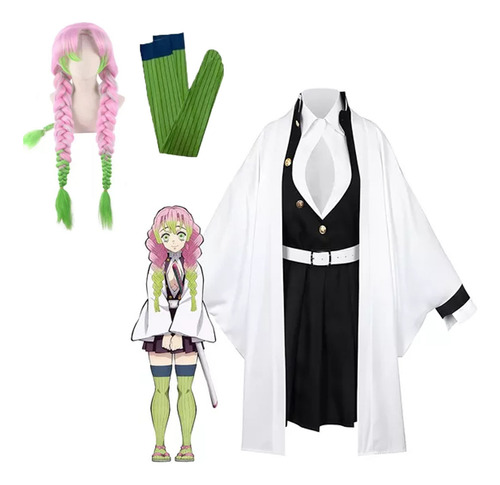 Disfraz Cosplayde Anime Japanese Con Peluca Rosa,1 Set