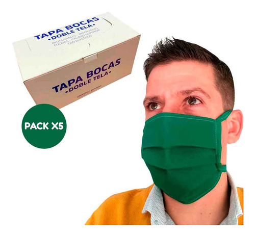 Tapa Boca Doble Tela Lavables Reutilizables Pack X 5