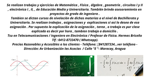 Imagen 1 de 3 de Nivelaciones Y Asesorias De Matematica Y Fisica.