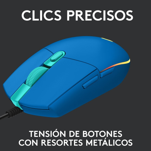 Imagen 7 de 9 de Mouse gamer de juego Logitech G Series Lightsync G203 azul