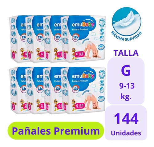 Emubaby Pañal Premium Talla G 8x18uds