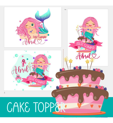 Kit Imprimible Sirenita Candy Cajitas Invitacion Editable