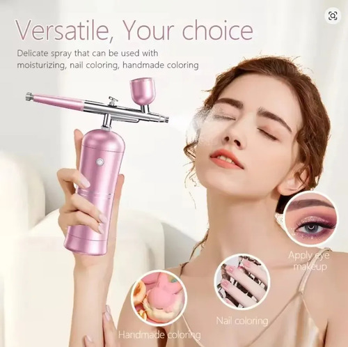 Aerógrafo Portátil Recargable Pulverizador P/uñas Multiusos Rosa