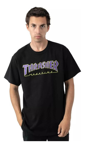 Polera Thrasher Color Negro De Hombre De Algodón