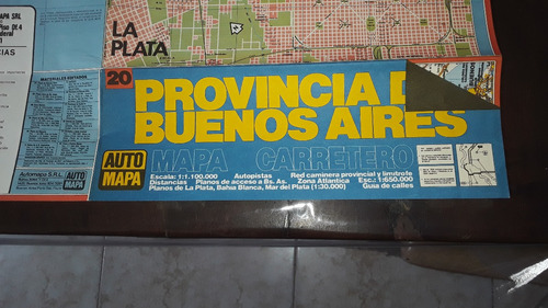 Viejo Mapa Carretero De La Provincia De Buenos Aires