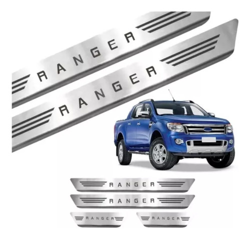 Kit Pisapuertas Ford Ranger Aplique Acero Inoxidable
