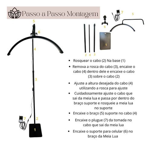 Luminária Led Ring Light Extensão Cílios Lash Meia Lua