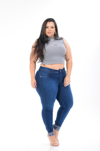 Imagem 3 de 10 de Calça Jeans Plus Size Roupa Feminina Tamanhos Grandes Strech