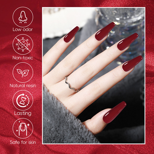 Esmalte De Uñas De Gel Rojo Burdeos De 6 Colores Para Decora