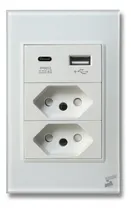 Comprar Tomada Dupla + Usb + Tipo C 4x2 Vidro Temperado Embutir 