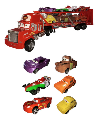 Camión Niñera Mack 48cm Cars Rayo Mcqueen + 6 Carros Niños